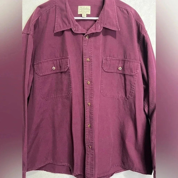 CABELA’S Men’s Button Up Shirt Long Sleeve Red Maroon Casual 100% Cotton 2XL - Picture 3 of 7